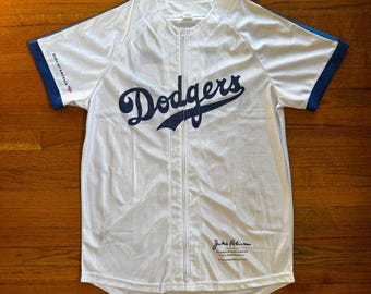 Los Angeles Dodgers Jackie Robinson 42 Zip up Baseball Jersey Erwachsene Medium Weiß