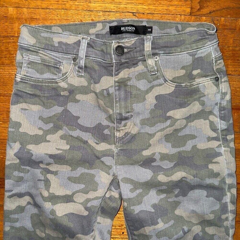 Hudson Barbara Camo Print Super Skinny Jeans Stretch Denim Größe 26 Bild 2