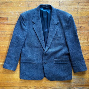 Cricketeer Mens 42S Gray Herringbone Wool Blazer Sport Coat Made in USA Vintage