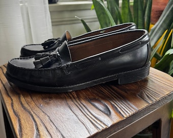 Neil Martin Herren Schwarz Leder Quaste Loafers Made in Spain Größe 9.5 Abendschuhe