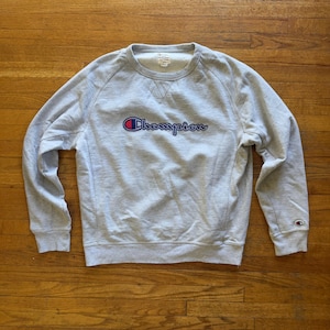 Sudadera Champion para hombre, cuello redondo, jersey, logotipo gris, talla extragrande, talla XL