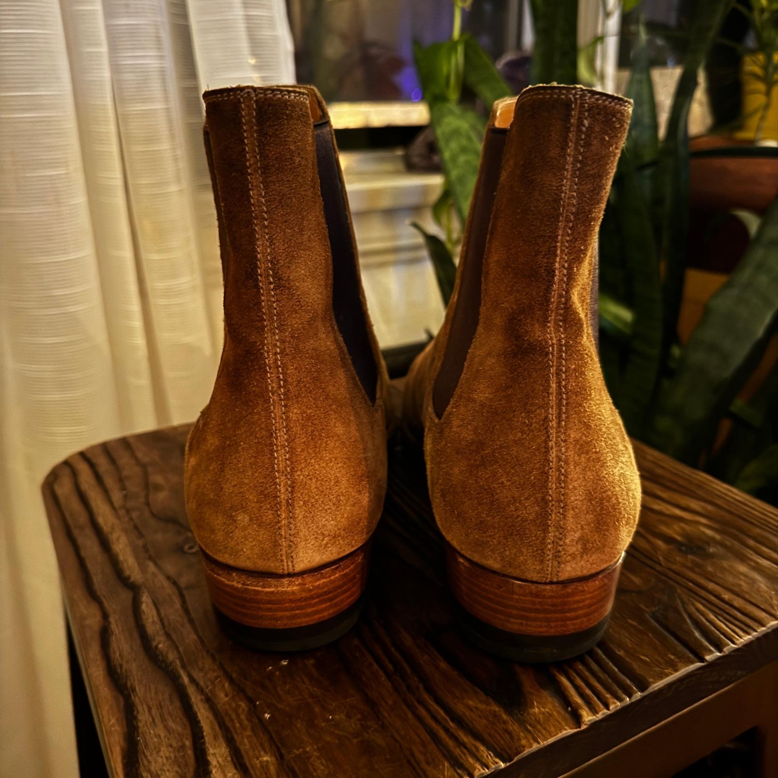 Saint Laurent Paris Wyatt Suede Chelsea Boots Brown Mens Size 42 