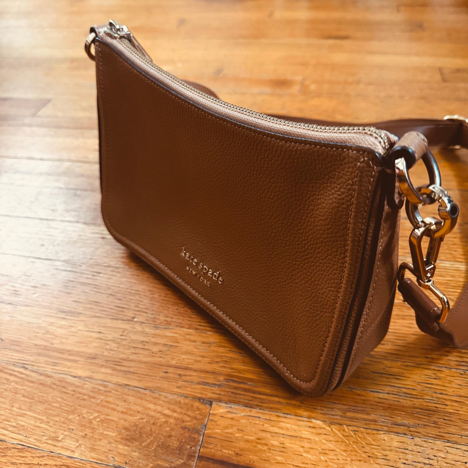 Kate Spade New York Pebbled Leather Crossbody Bag Tan Gold