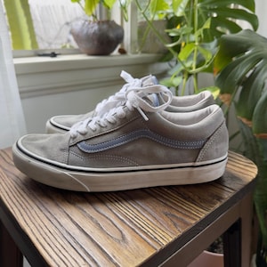 Vans Old Skool ECO DRY Grau Wildleder Sneakers mit blauen Streifen US Womens M8.5 W10