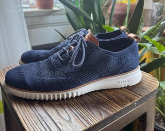 Cole Haan Zerogrand Stitchlite Wingtip Oxford Navy Blue Mens 9M C27569 Sneaker