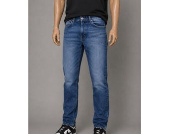 Jeans da uomo 7 For All Mankind modello Relaxed Straight Leg Blue, taglia 34, lavaggio medio.