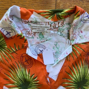 Urban Outfitters Mens Aloha Shirt Palm Tree Orange Wish You Were Here Large image 2