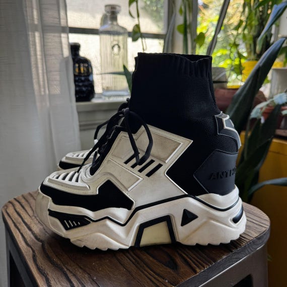 Anthony Wang Black White Chunky Sock Sneakers Platform Women's Size 9