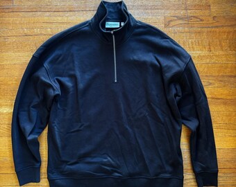 No Boundaries Mens Black Oversized Fit Quarter Zip Pullover Sweatshirt Size M