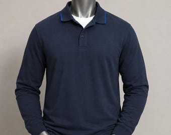 Superdry Idris Elba Herr Långärmad Pikétröja Marinblå Piké Small S