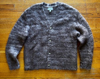 1980s Jcpenney Fox Mens Light Blue Tweed Acrylic Spongy Knit V
