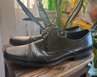 Stacy Adams Mens Black Leather Cap Toe Oxford Dress Shoes Size 11.5 M
