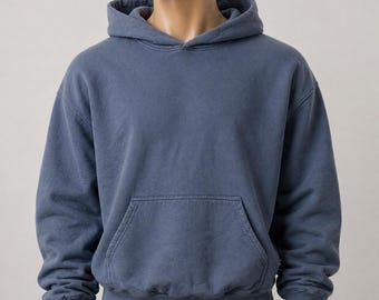 Felpa con cappuccio MNML Every Day da uomo, taglia S, grigio slavato, vestibilità ampia/corta, pullover in cotone.