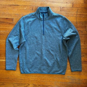 Sudadera con cremallera de un cuarto para hombre, talla grande, color azul gris jaspeado, de J.Crew Outlet Authentic Fleece.