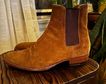 Saint Laurent Paris Wyatt Suede Chelsea Boots Brown Mens Size 42