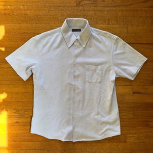 Vintage Barneys New York Button Down Lt Blue Short Sleeve Oxford Shirt Pocket XL