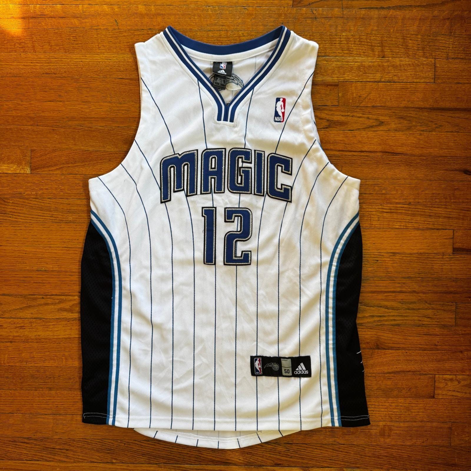 Adidas Dwight Howard Orlando Magic Jersey 12 White Pinstripe Mens