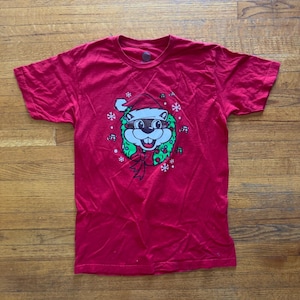 Buc-ee&#39;s Unisex Christmas Beaver Graphic Tee Holiday T-Shirt Red Size M