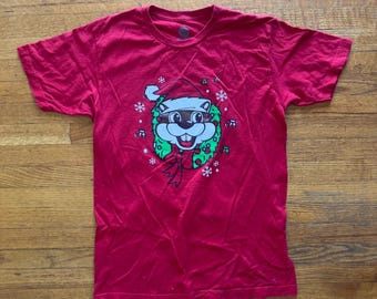 Buc-ee's Unisex Christmas Beaver Graphic Tee Holiday T-Shirt Red Size M
