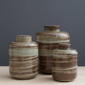 Modern Green Ceramic Urn for Ashes. Earthy Hand Painted Keepsake Urn