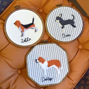 Handmade Needle Felt Hoop Art, Custom Dog Needle Felted Embroidery Hoop Wall Art, Nursery Wall Hanging, Pet Gift
