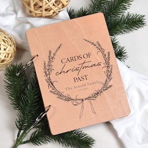 Kartenbuch, personalisierter Weihnachtskartenhalter, Karten der vergangenen Weihnachten, Erinnerungsbuch, Kartenhalter für Weihnachtskarten, Kartenandenken-Aufbewahrung