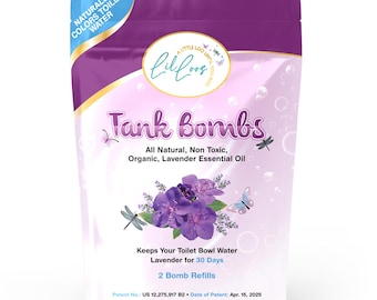 Lil Loos Toilet Tank Cleaner Tablets Refill 2 Pack, Lavender Toilet Bombs, Drop In Freshener, Bathroom Deodorizer