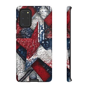 Patriotic Phone Case Samsung S22 S23 S21 S20 Tough Cases, Flag Design, American Pride, Gift for Veterans, Memorial Day, Independence Day
