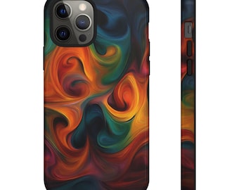 Custodia per iPhone con motivo a vortice di arte astratta / Resistente agli urti, ricarica wireless