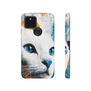 Artistic Cat Phone Case Tough Cases, Stylish Phone Cover, Unique Cat Lover Gift, Customizable Case Protection Google Pixel 7 6 6a 9 Pro XL