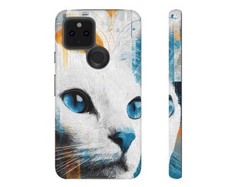 Artistic Cat Phone Case: Google Pixel 7/6, Customizable, Impact Resistant