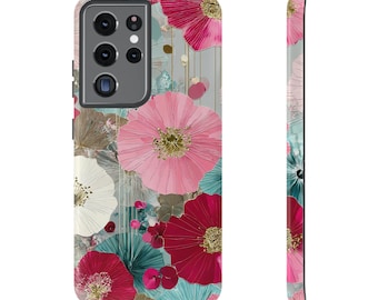 Pink Floral 3D Samsung Galaxy Phone Case | Impact Resistant