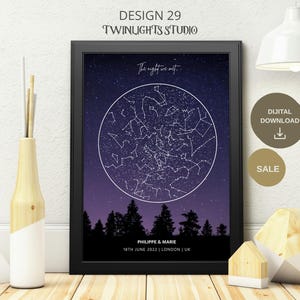 Custom Star Map Print, Night We Met Anniversary Gift, Night Sky Print, Star Map Poster, Wedding Gift, Constellation Print, Personalized