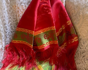 Red Amazigh Scarf Berber Foulard Sabniya Tasbenet Handmade Moroccan Wedding Headscarf Traditional Tuareg