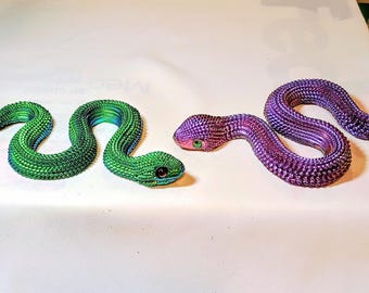 Iridescent Snake Pair – Chrome Resin Serpents, Gothic Decor