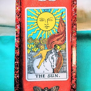 The Sun Tarot Trinket Tray, Red Resin Tarot Catchall Dish