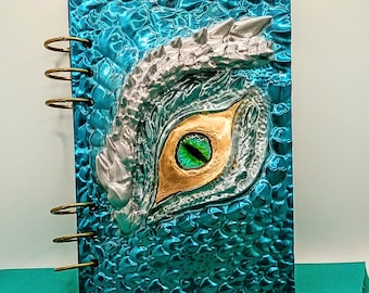 Gothic Dragon Eye Journal | Handmade Resin Notebook with 3-Ring Binding | Unique Fantasy Stationery Gift