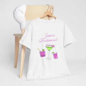 Personalised Bridesmaid Cocktail Tee, Wedding Party Shirt, Bridal Shower Gift, Unisex T-Shirt, Alcohol Lover Gift, Cocktail Drinking Top