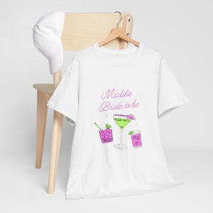 Personalised Bridesmaid Cocktail Tshirt, Wedding Party Shirt, Bridal Shower Gift, Unisex T-Shirt, Alcohol Lover Gift, Cocktail Drinking Top