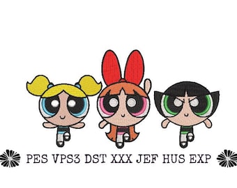 3 Powerpuff Girls Cartoon Buttercup Bubbles Blossom Girls-animatie