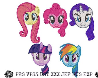 My Little Pony Cartoonhoofden Rainbow Dash Rarity Pinkie Pie paardenpony