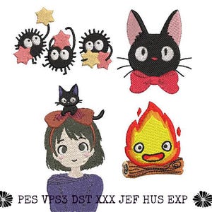 Studio Ghibli Calcifer Kiki Characters Embroidery files