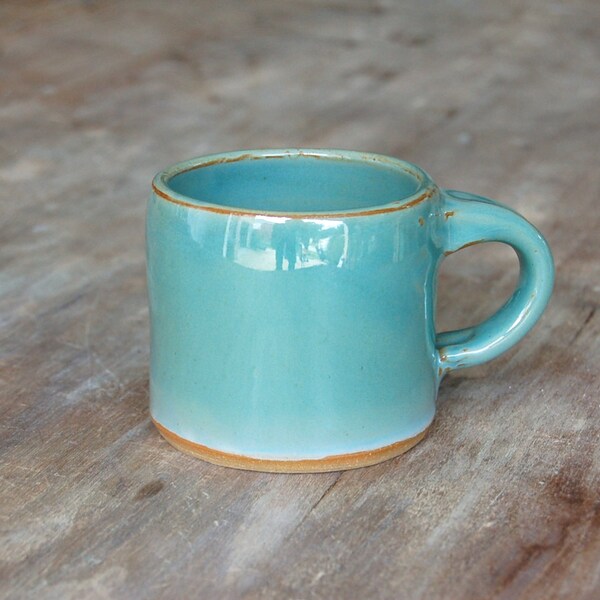 Pottery Mug, 8 oz (236 ml) Handmade Cup in Turquoise