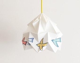 Bird lamp, Animal lamp, Pendant Light, Pendant lamp, Pendant shade, Origami lamp Moth Birds light