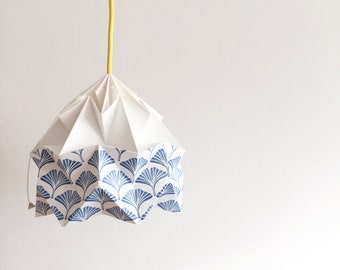 origami lamp shade Moth hand printed limited edition with ginkgo leaves