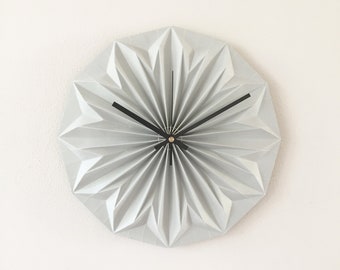 Paper origami clock, soft grey