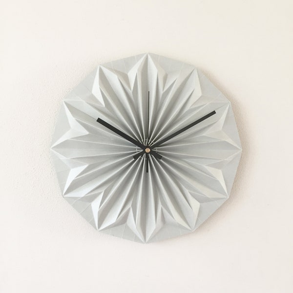 Paper origami clock, soft grey