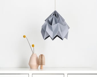 origami paper lampshade Moth grey