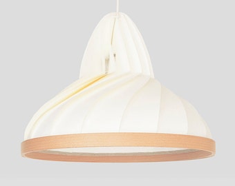 NIEUW: papier en hout lamp Wave wit