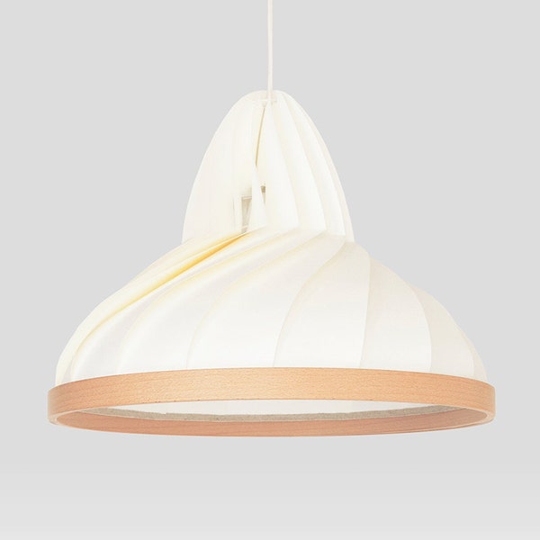 NEU: Papier und Holz Lampe Wave weiß